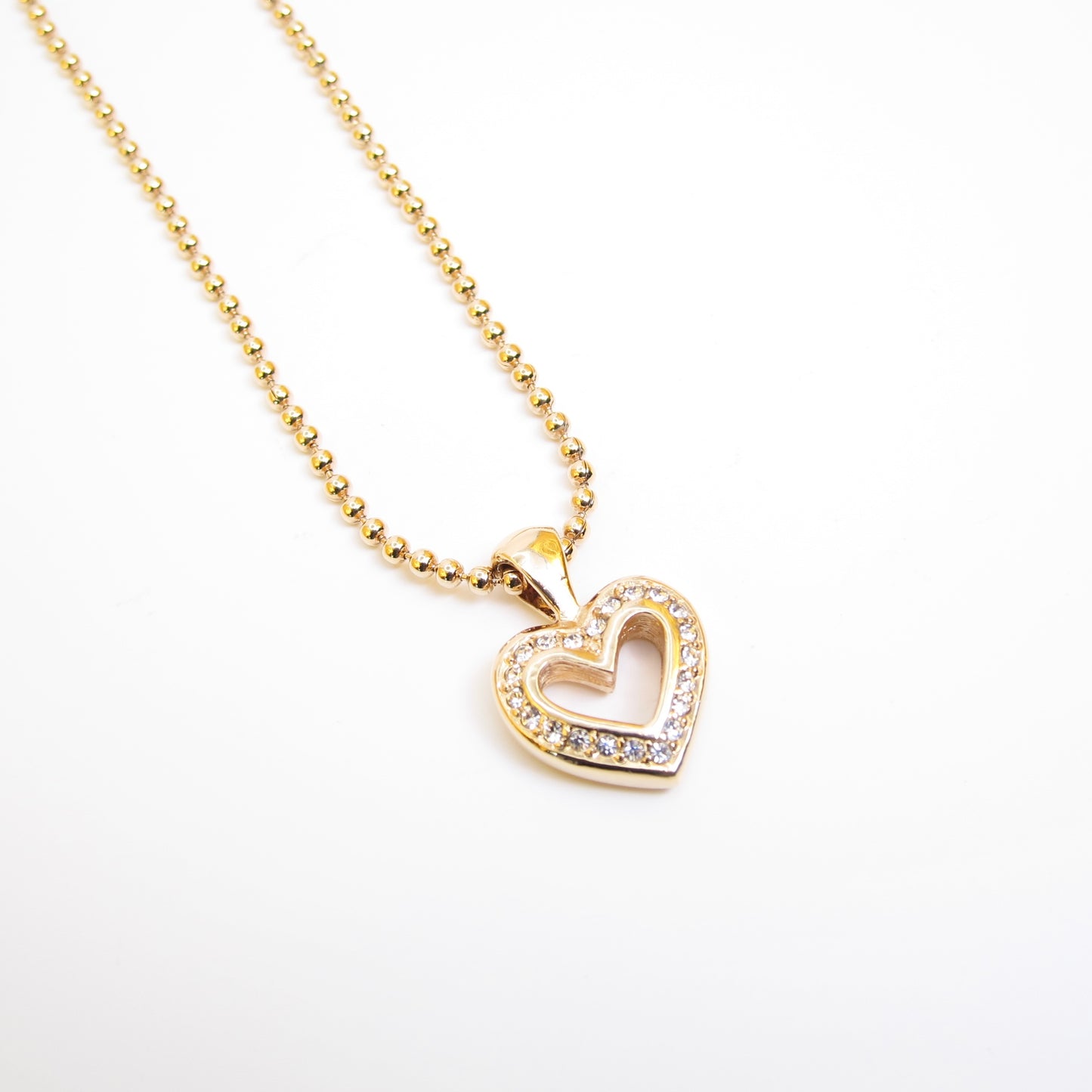 Christian Dior Vintage Heart with Rhinestone Golden Long Necklace