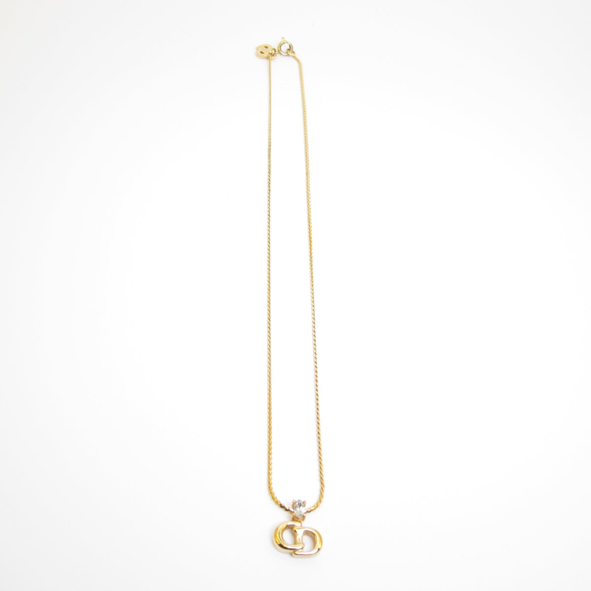 Christian Dior 中古交疊 CD 字母閃石金色頸鏈，38 厘米