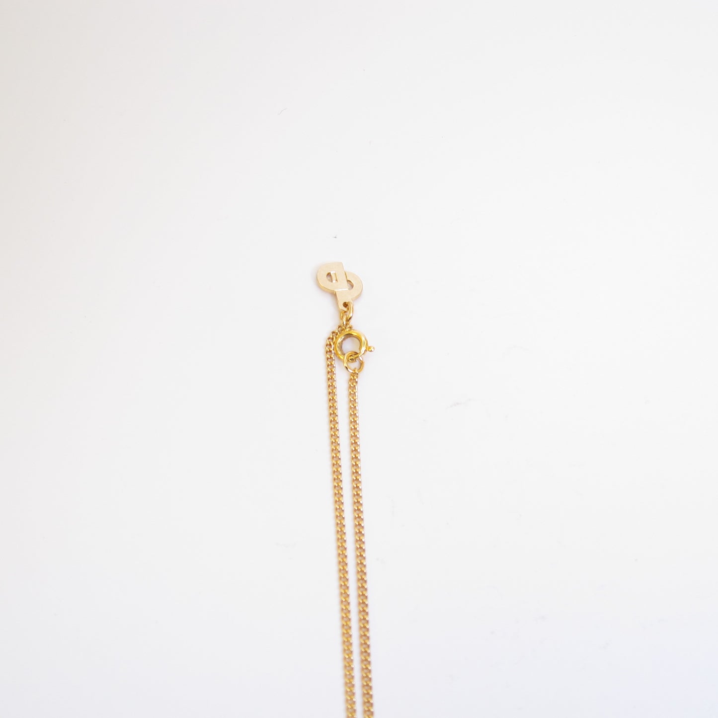 Christian Dior Vintage Stylish Rhinestone Pendant Golden Necklace