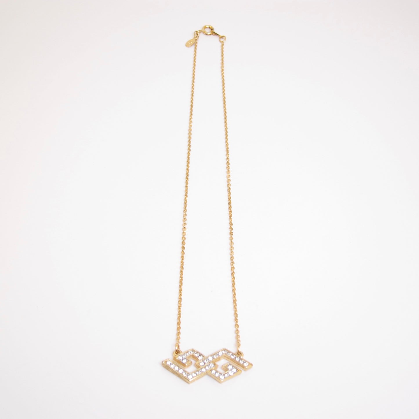 Givenchy Vintage GG Logo with Rhinestone Golden Necklace