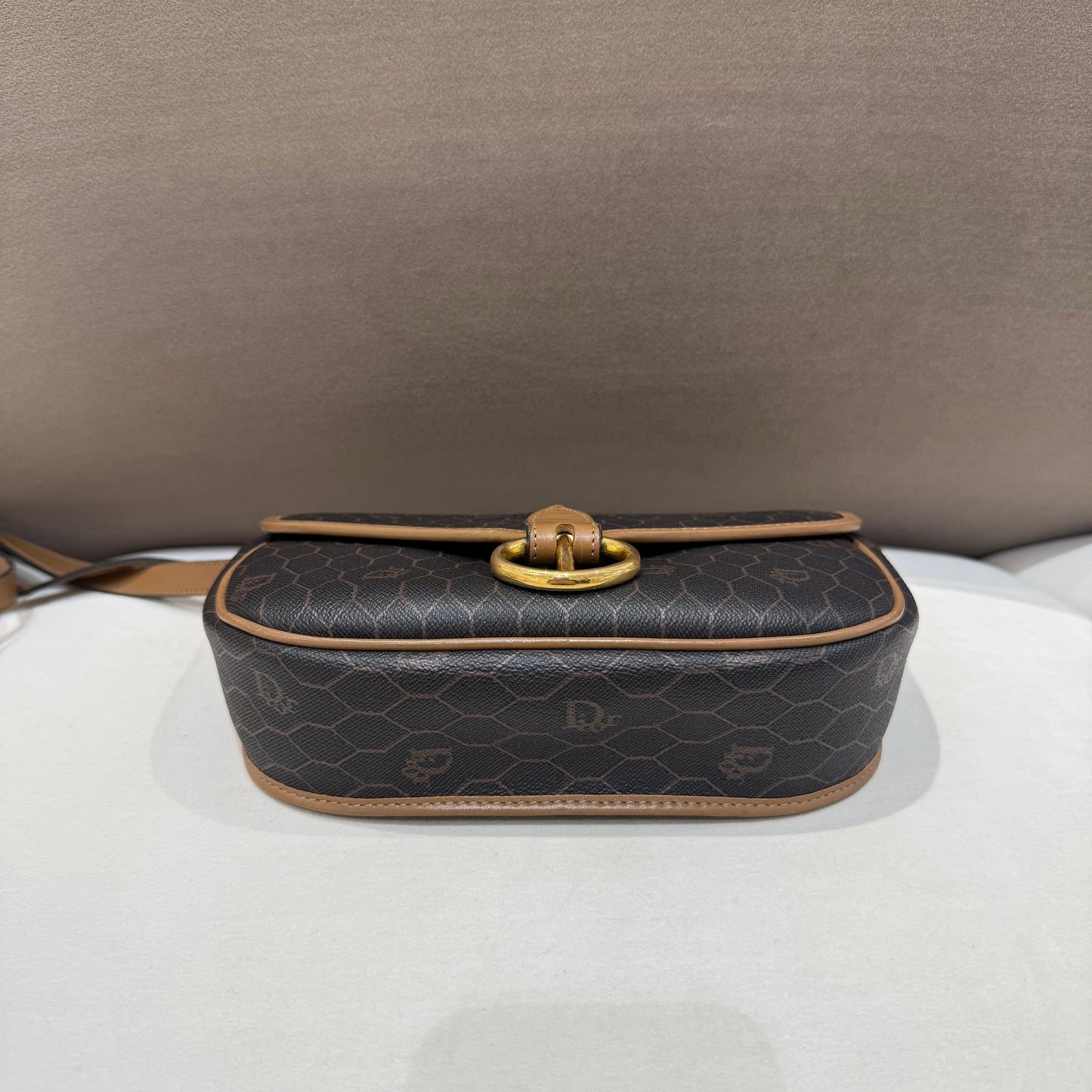 Christian Dior Vintage Monogram Leather Trim Shoulder Bag