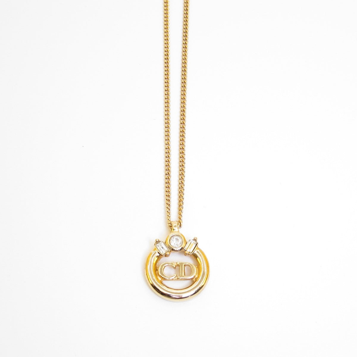Christian Dior Vintage Circular CD Crystal Necklace
