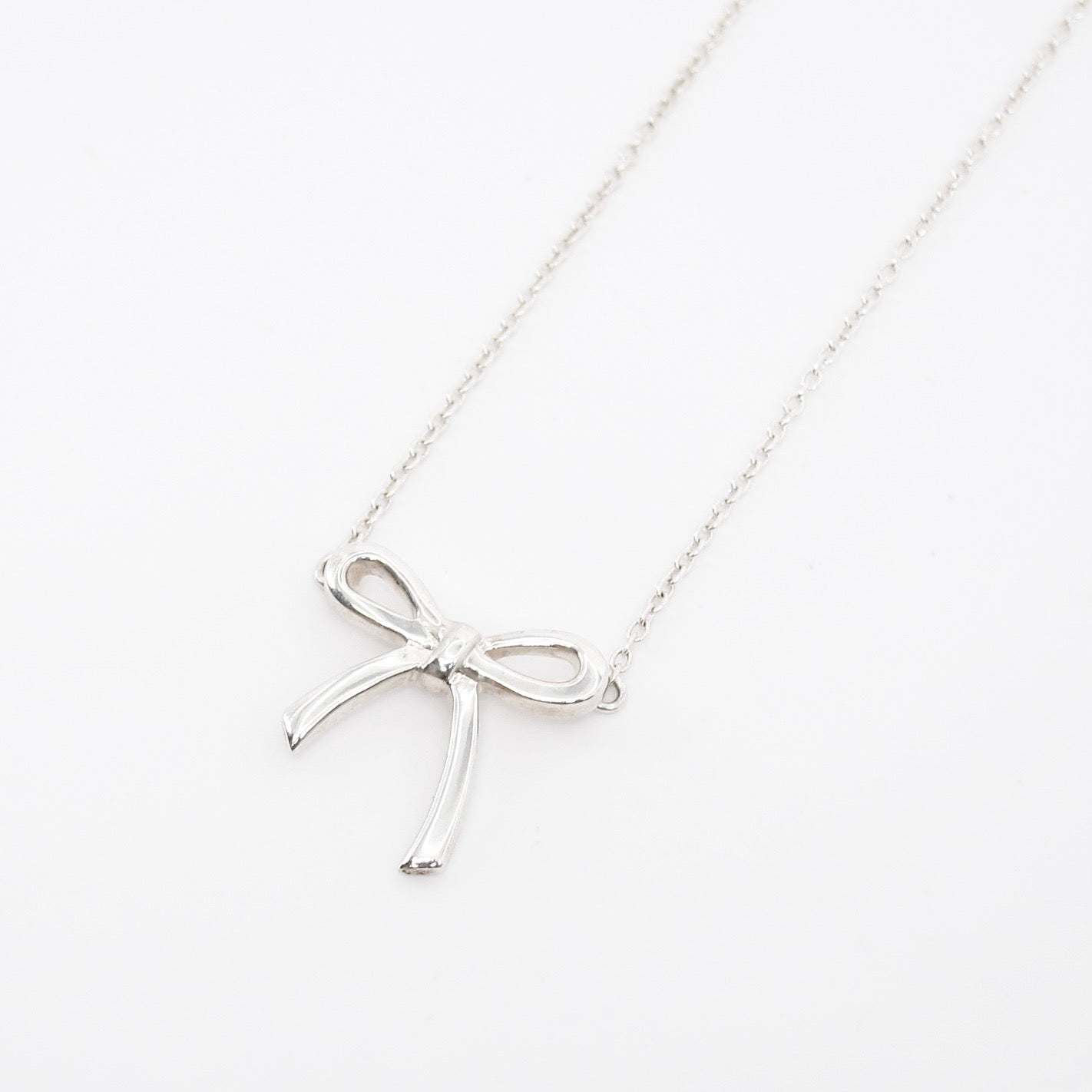 Tiffany Vintage Ribbon Motif Silver Necklace
