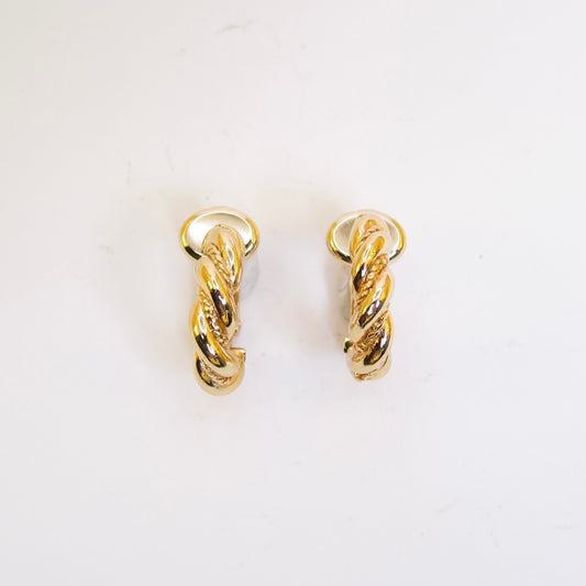 Christian Dior Vintage Twisted Golden Clip-on Earrings
