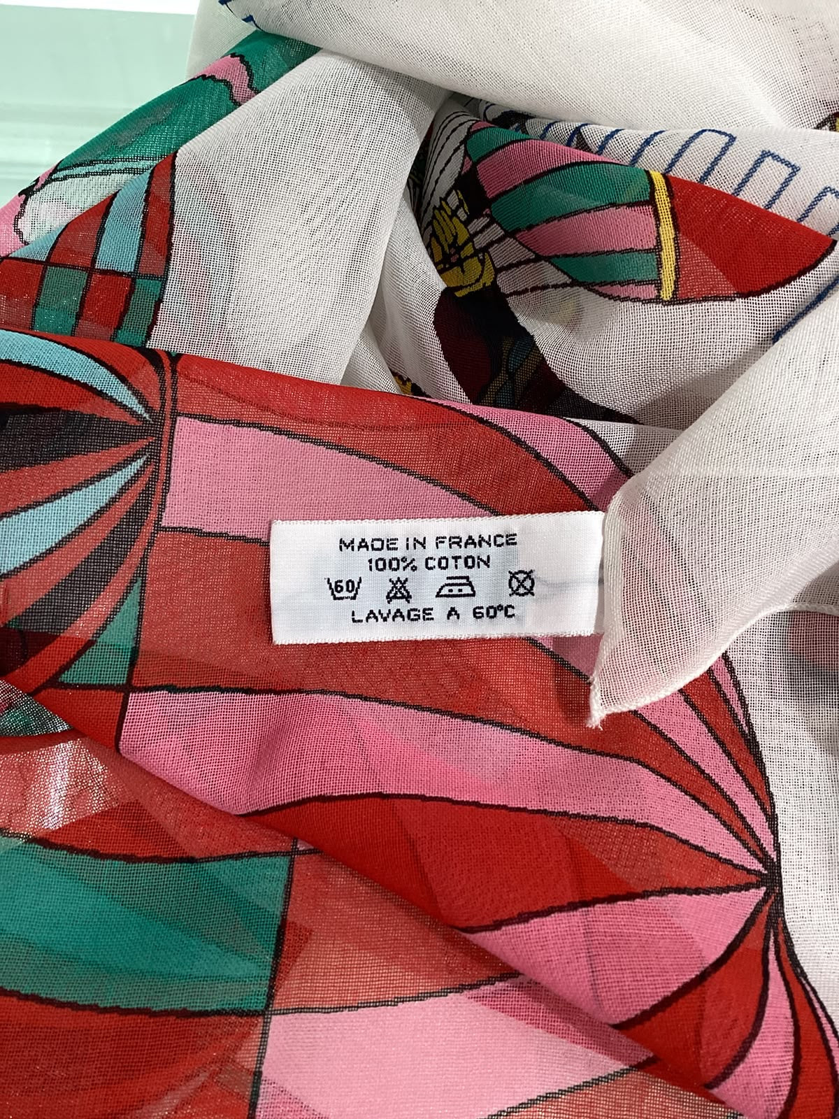 Hermes Vintage Les Folies Du Ciel Beach Cotton Large Shawl
