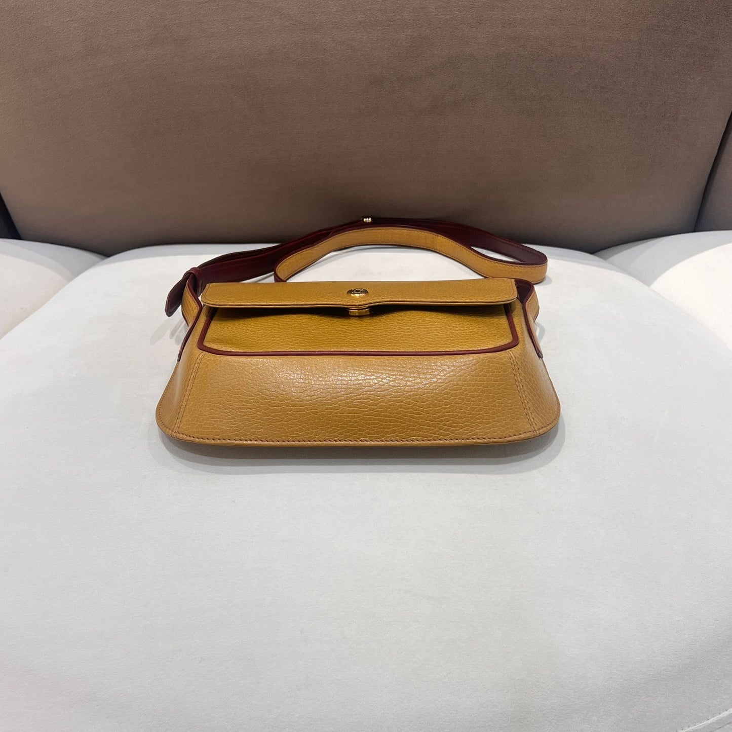 Cartier Vintage Must Line Beige Leather Shoulder Bag