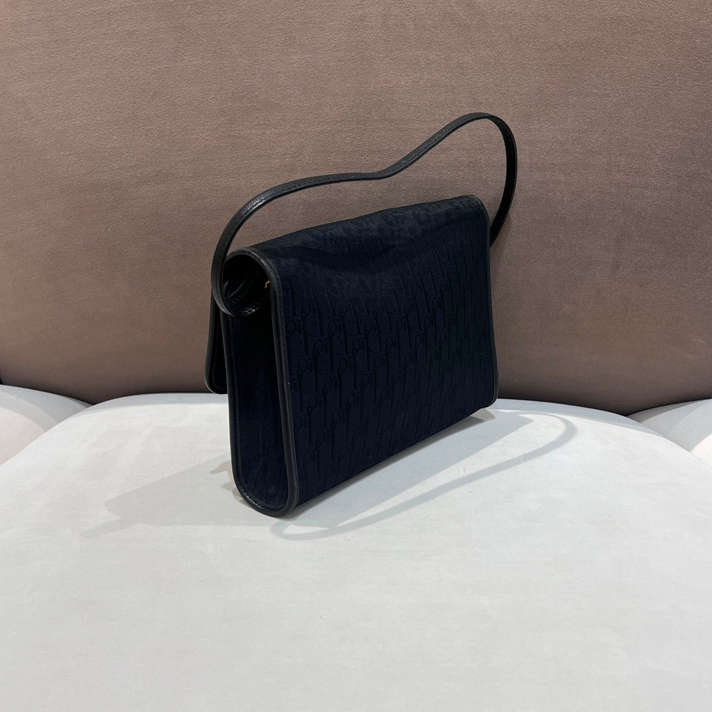 Christian Dior Vintage Black Trotter Jacquard Shoulder Bag