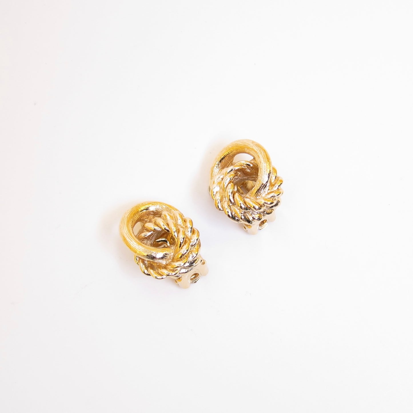 Christian Dior Vintage Twisted Circle Golden Clip-on Earrings