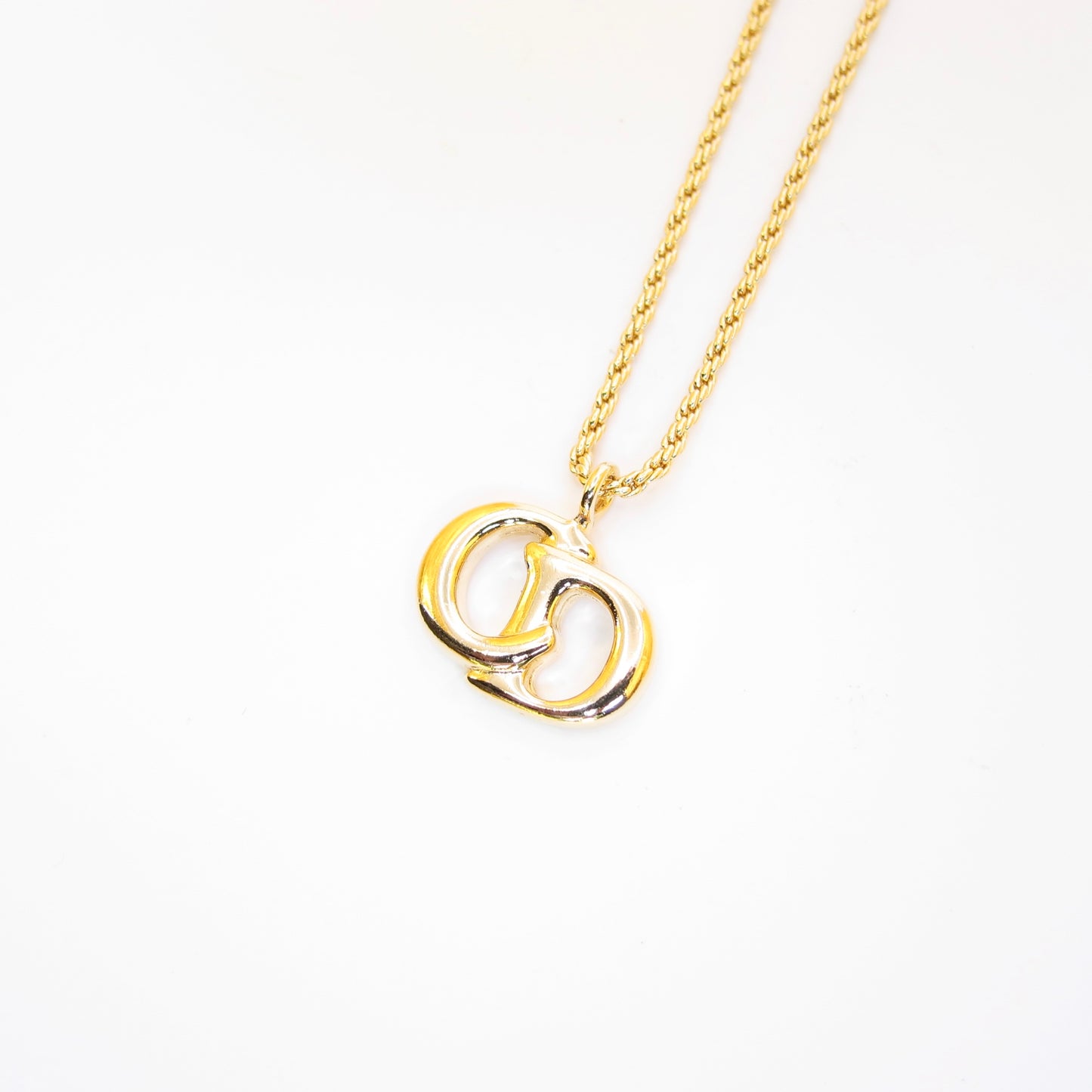 Christian Dior Vintage CD Logo Golden Necklace