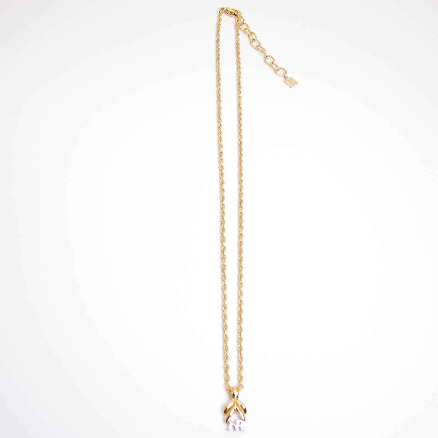 Nina Ricci Vintage Stylish NR Logo Pendant Golden Necklace