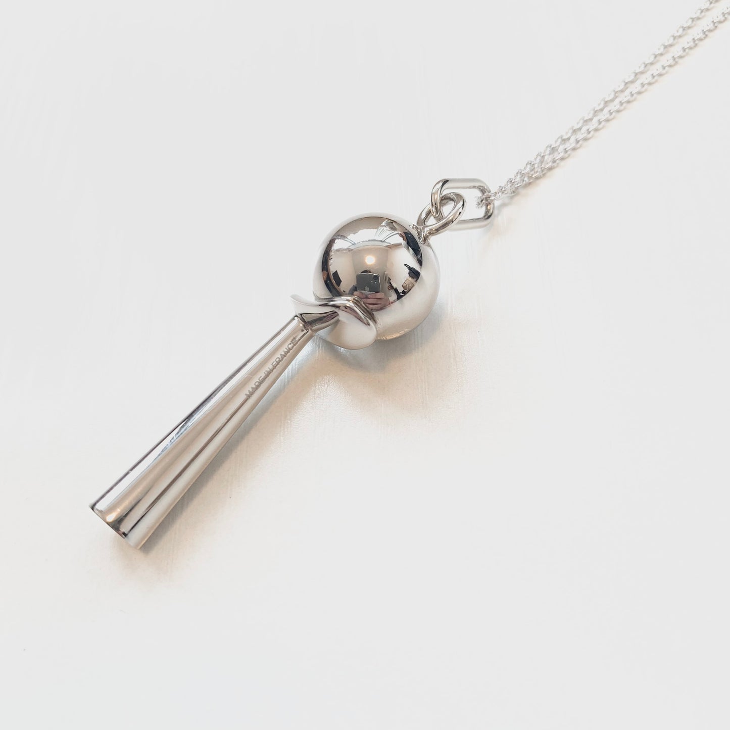 Hermes Vintage Whistle Pendant Silver Necklace