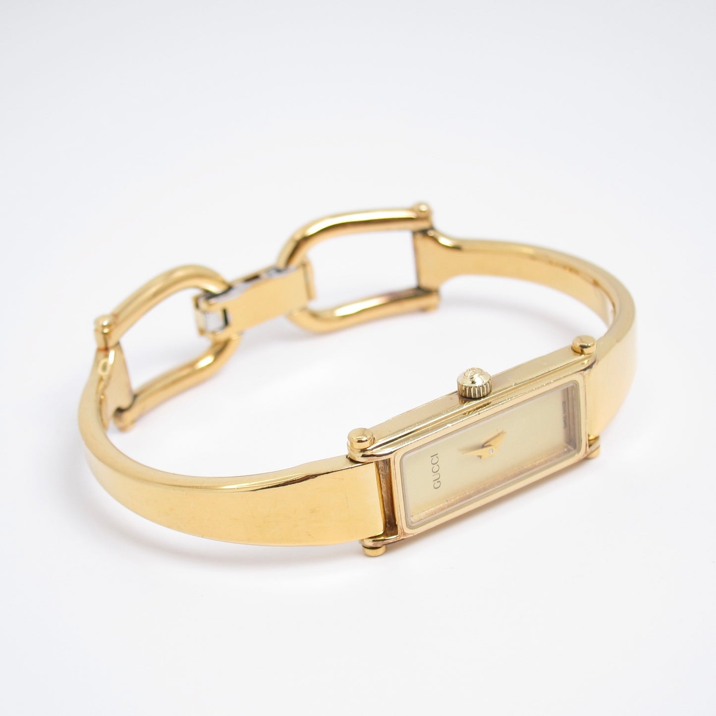 Gucci Vintage Rectangle Golden Face Bangle Watch