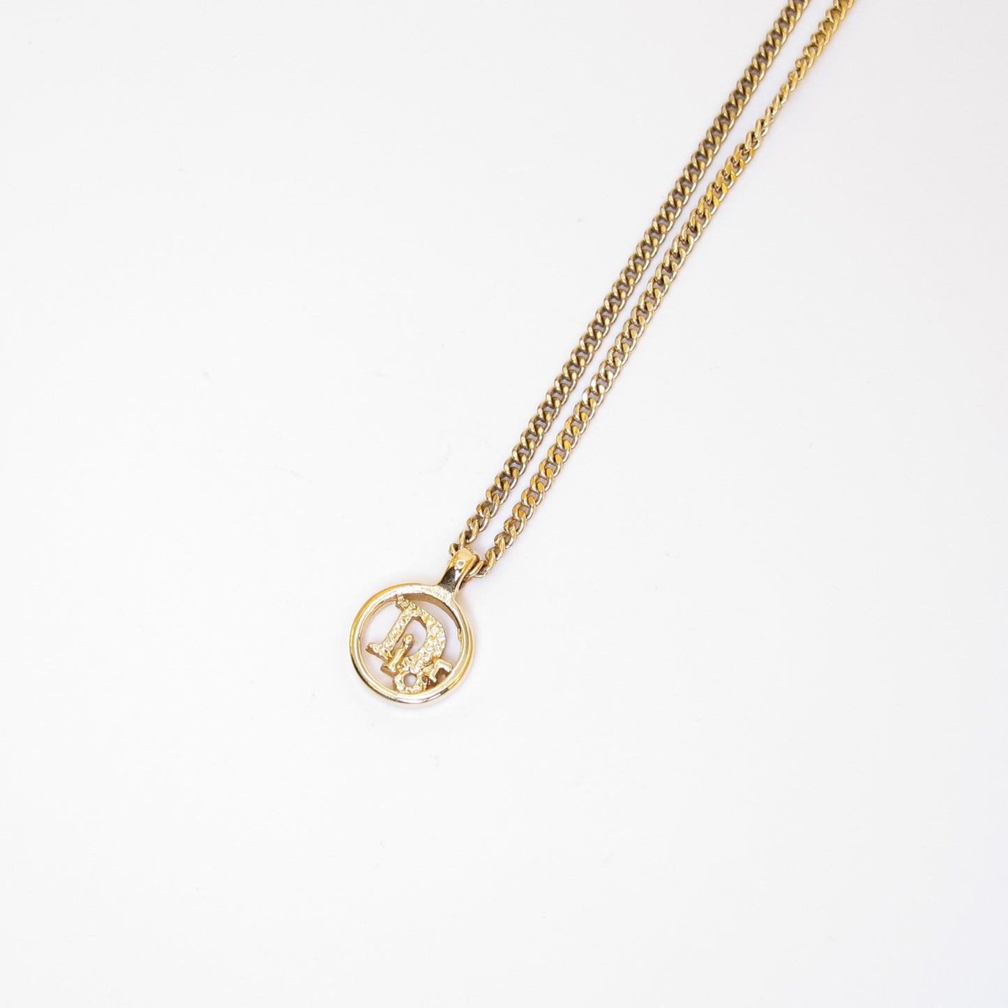 Christian Dior Vintage Dior Logo in Circle Golden Necklace