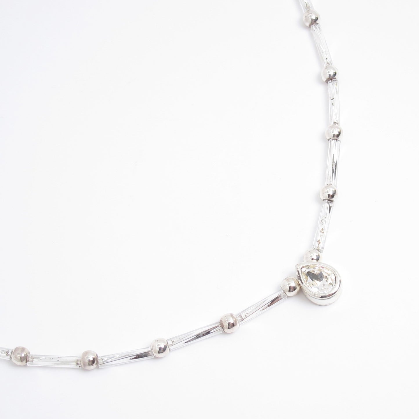 Monet Vintage Station Bead Silver Necklace