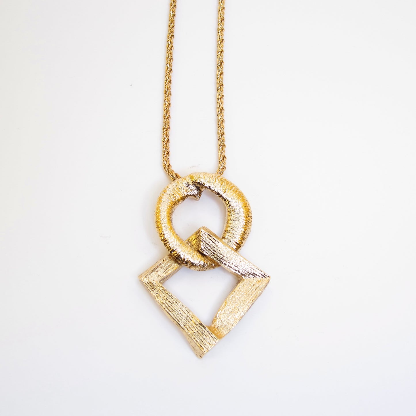 Yves Saint Laurent Vintage Circle and Rhombus Golden Necklace