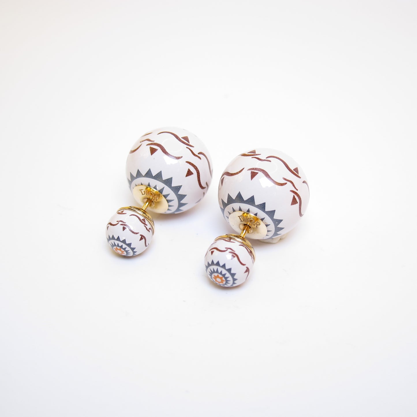 Christian Dior Vintage Tribales Ceramic Earrings