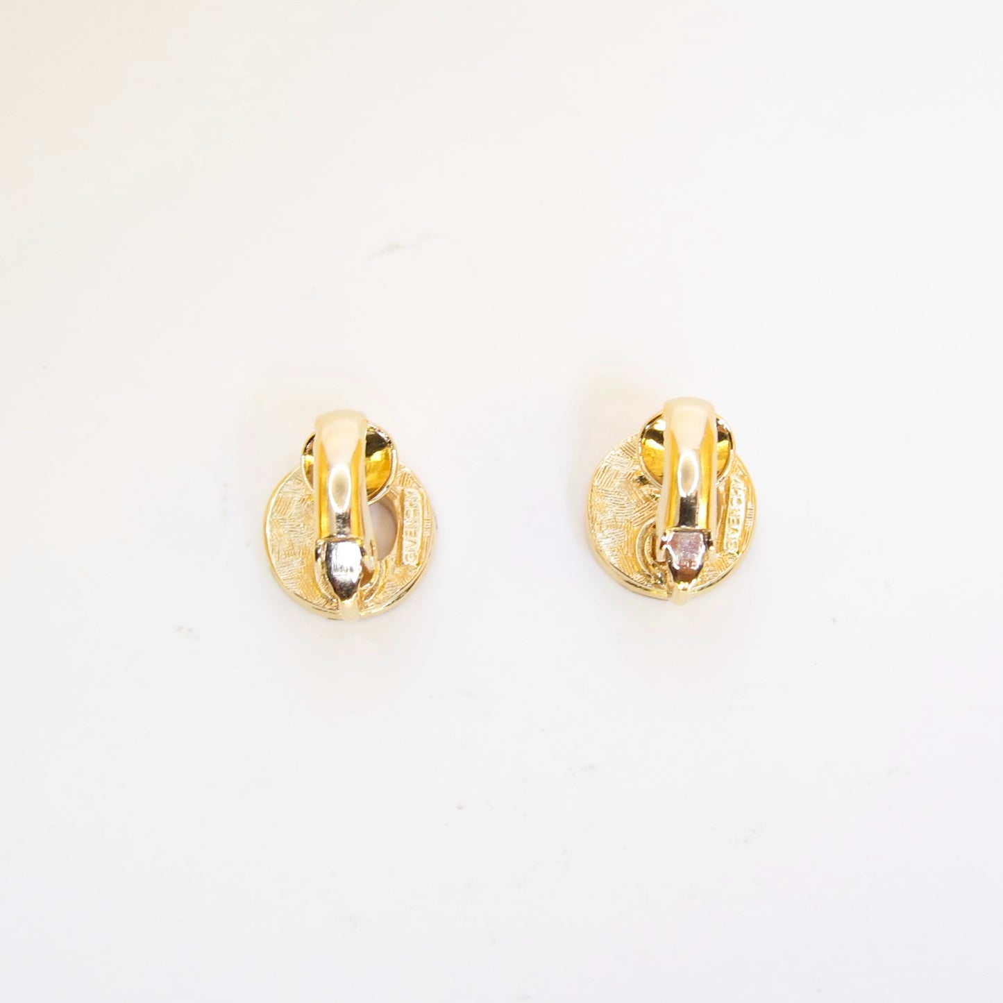 Givenchy Vintage G Logo with Rhinestone Golden Clip-on Earrings