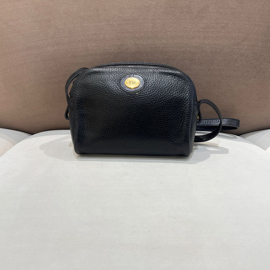 Christian Dior Vintage Cd Logo Grained Leather Black Crossbody Shoulder Bag