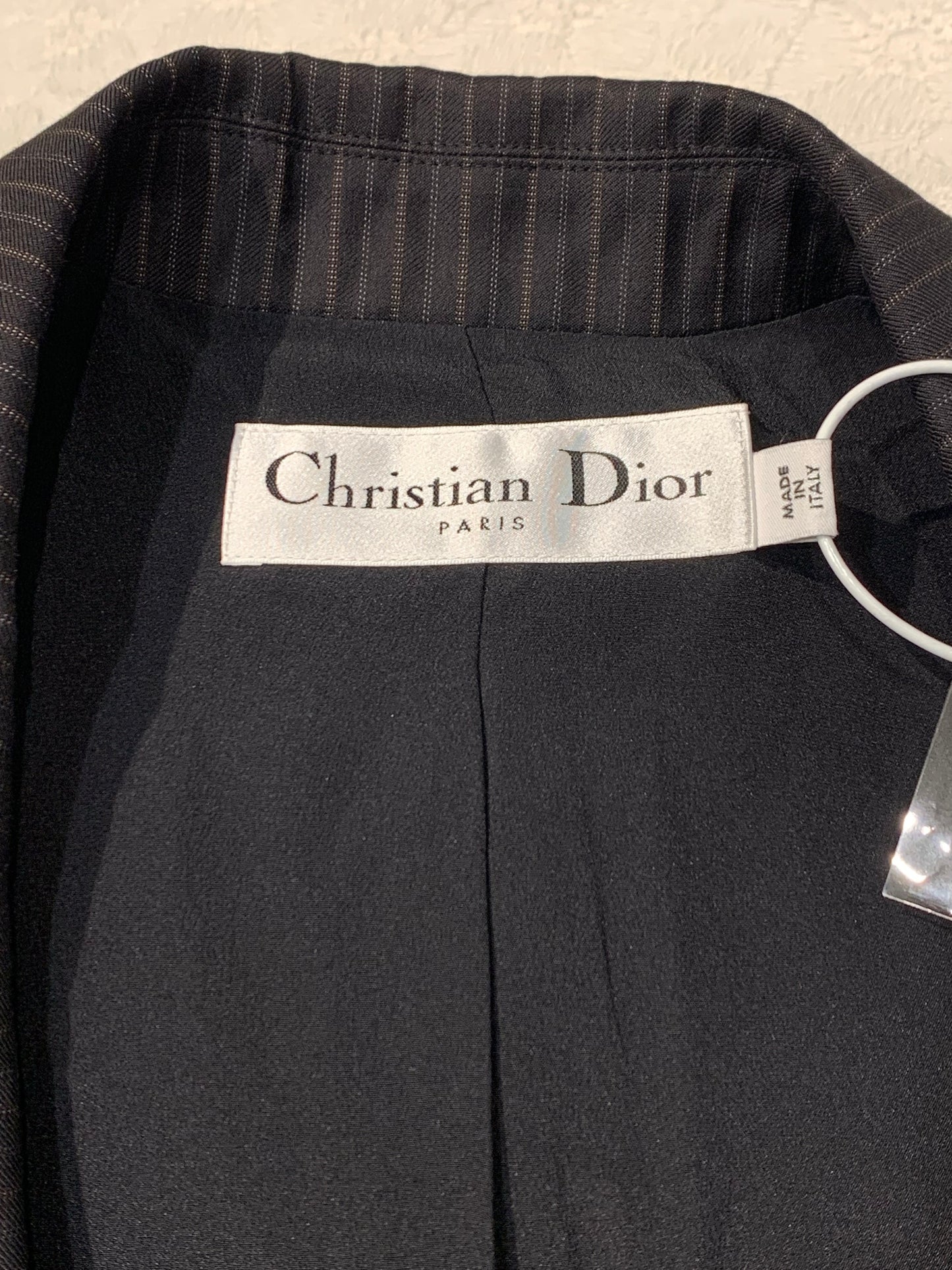 Christian Dior Paris Pinstripe Longline Sleeveless Tailored Vest