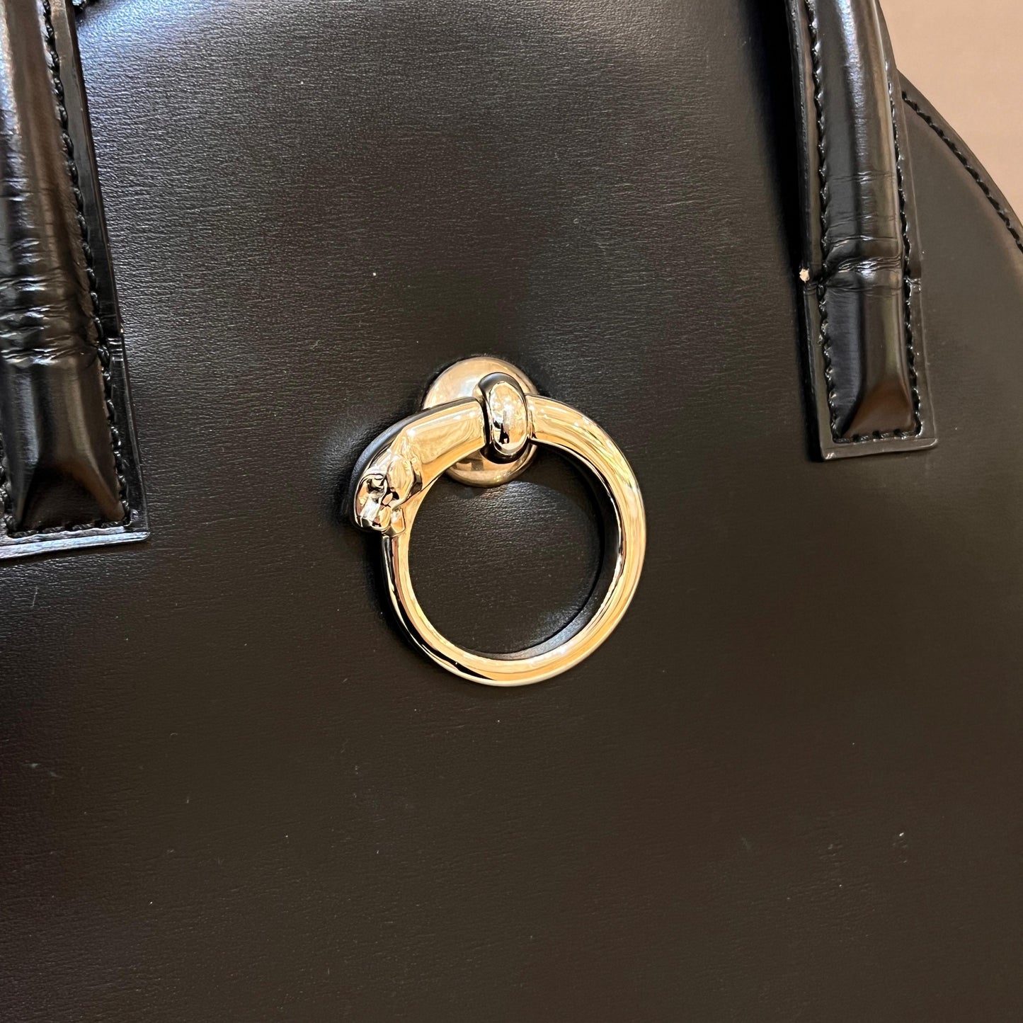 Cartier Vintage Panther Black Leather Backpack