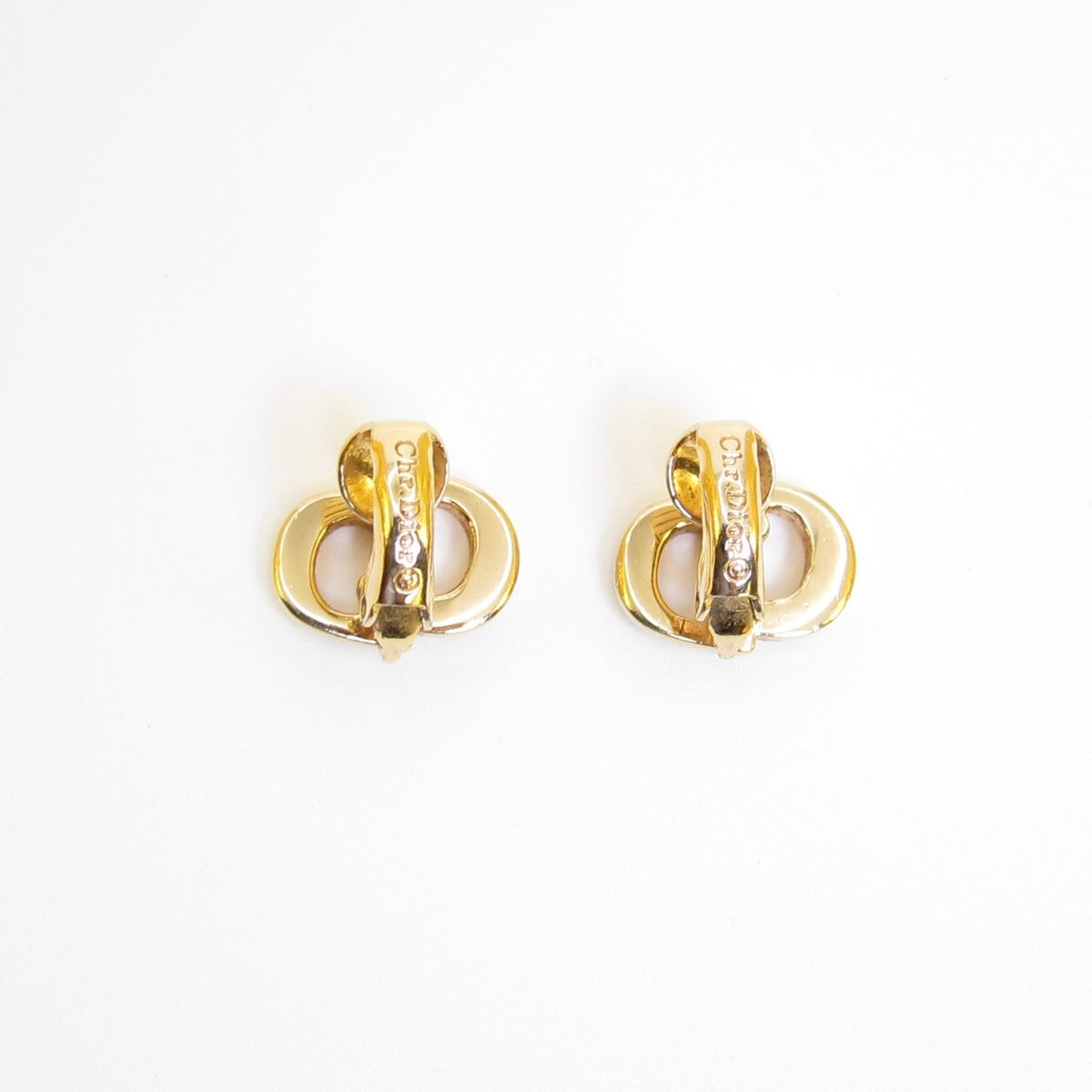 Christian Dior Vintage Mini Interlocking CD Logo Gold-Tone Clip-On Earrings
