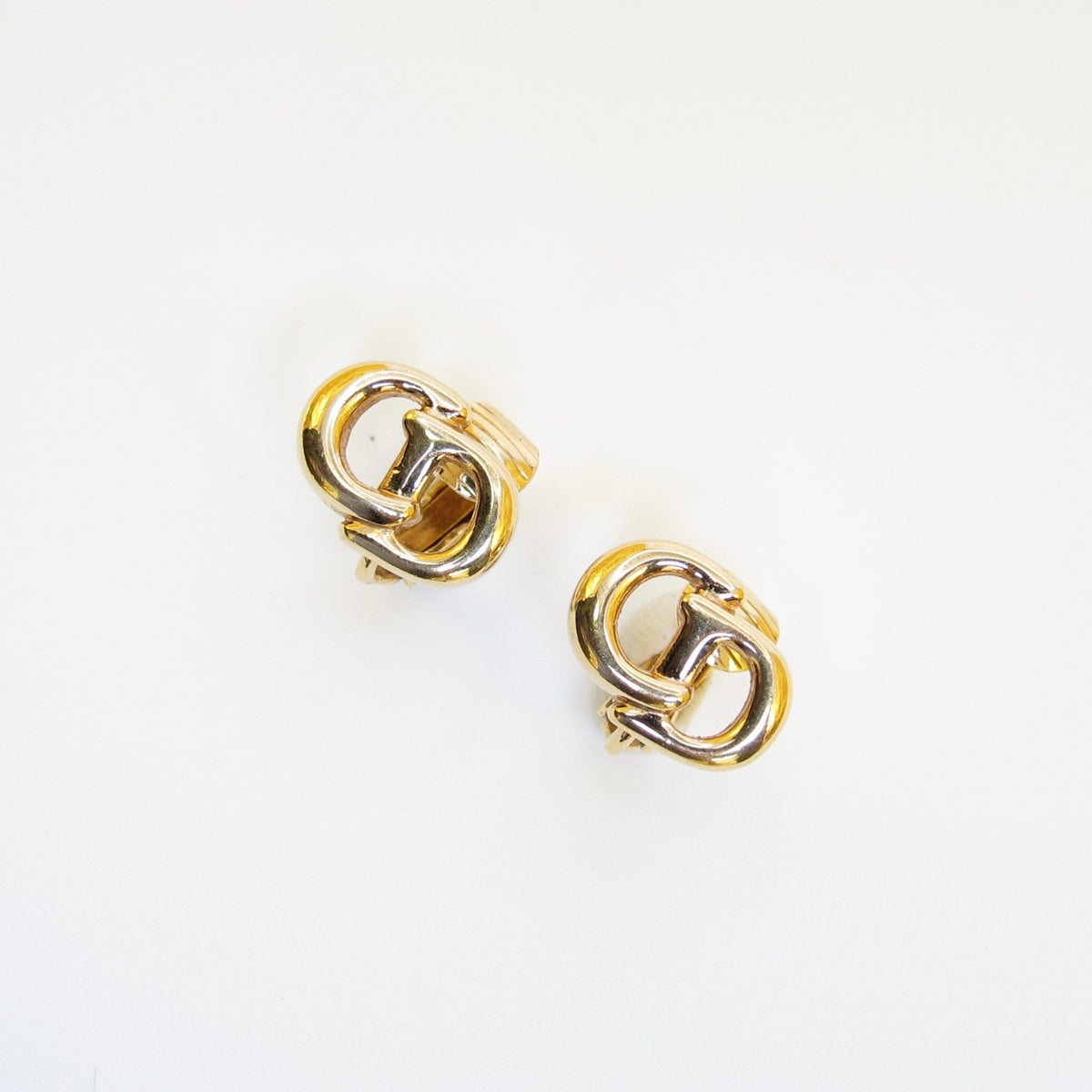 Christian Dior Vintage Mini Interlocking CD Logo Gold-Tone Clip-On Earrings