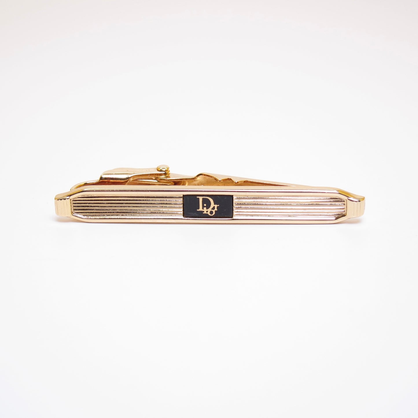 Christian Dior Vintage Dior Logo Black and Golden Tie Clip