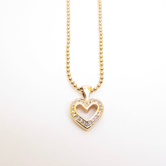 Christian Dior Vintage Heart with Rhinestone Golden Long Necklace