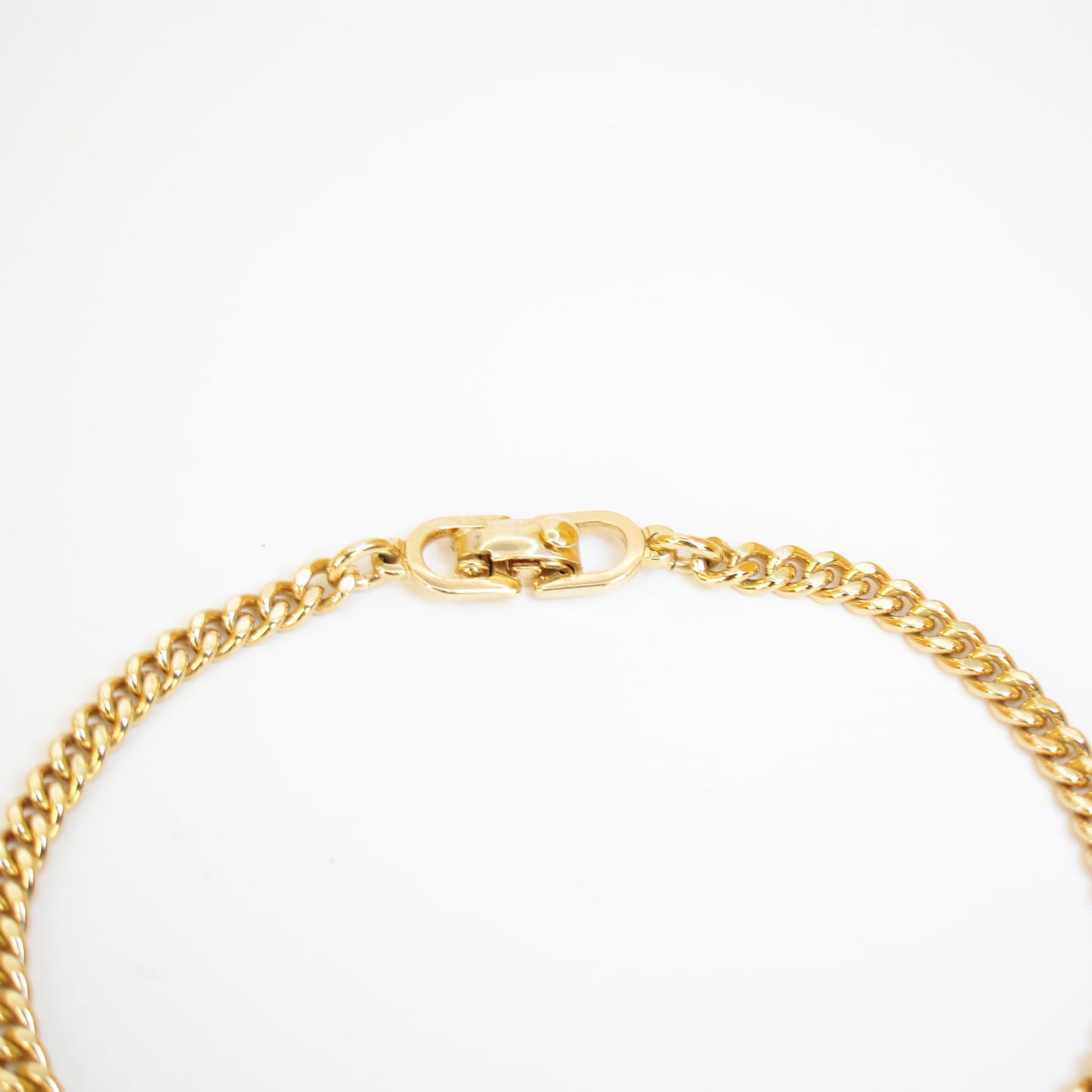 Christian Dior Vintage CD Logo with Rhinestone Golden Bracelet