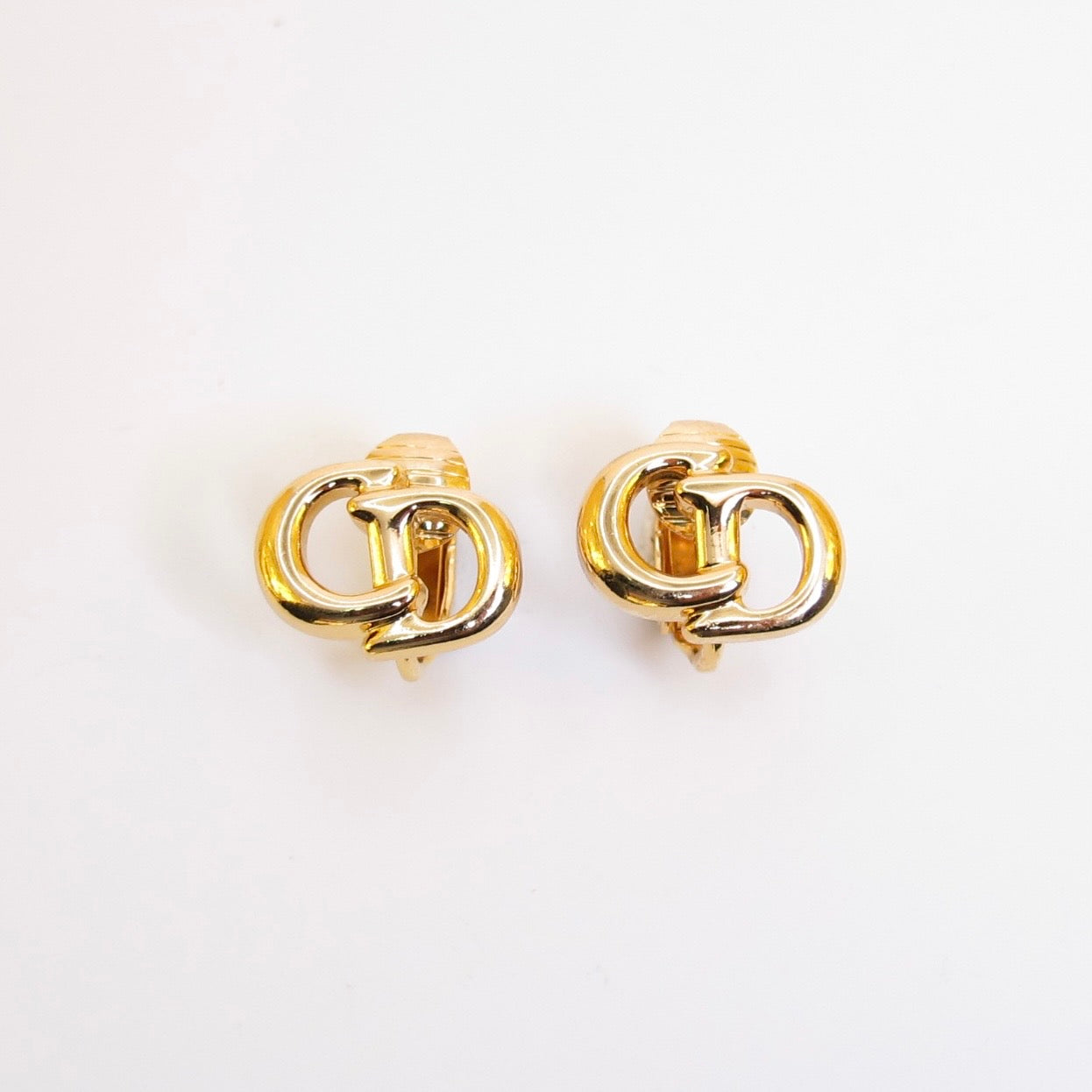 Christian Dior Vintage CD Logo Golden Clip-on Earrings