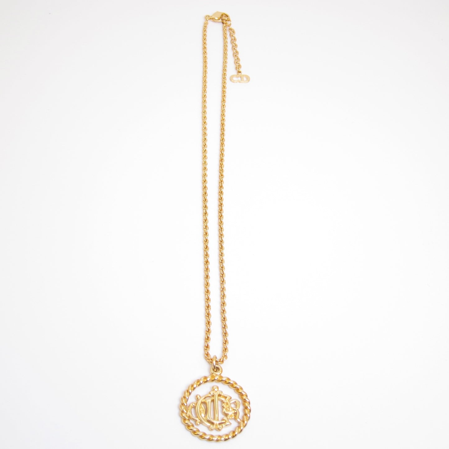 Christian Dior Vintage Dior Logo in Twist Circle Golden Necklace
