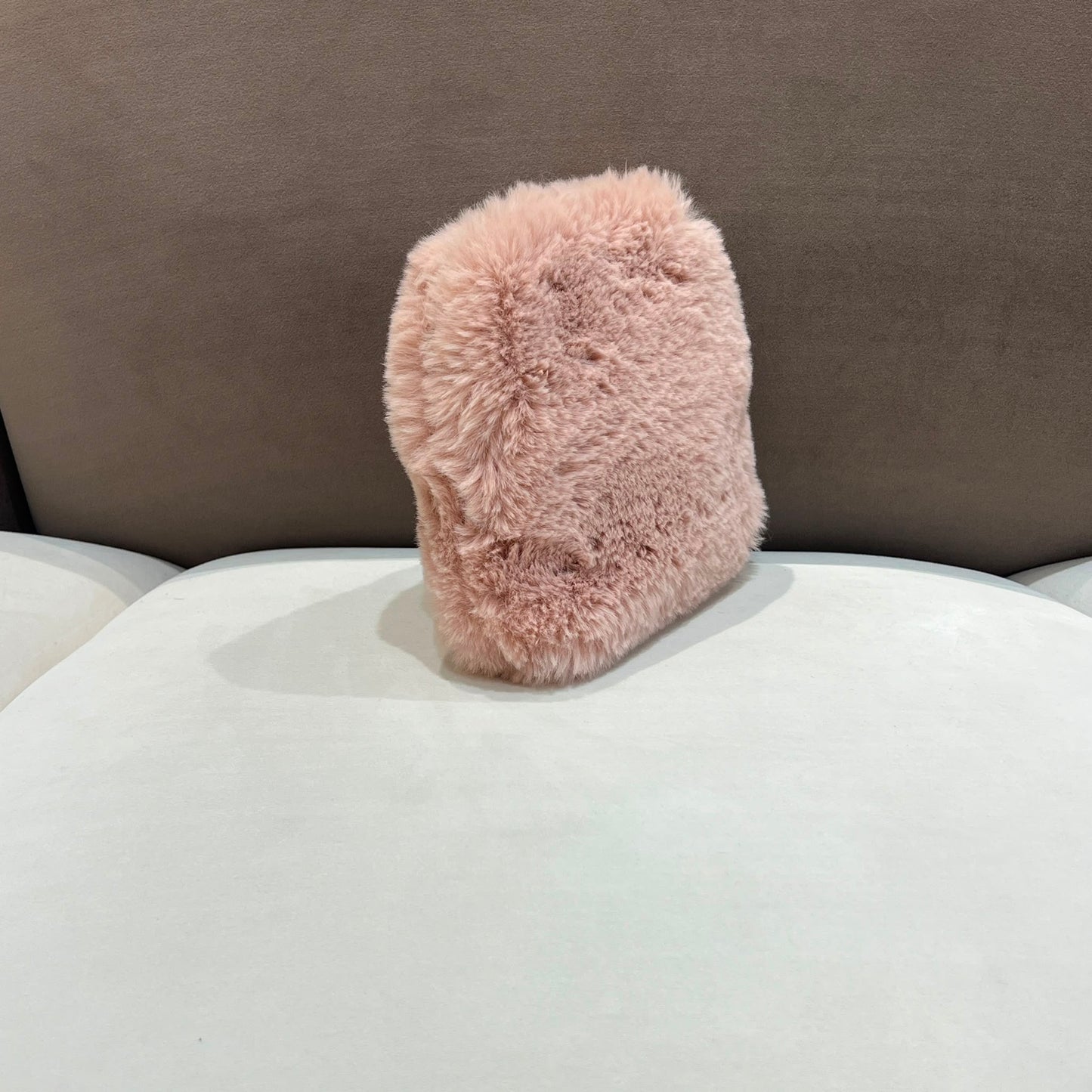 Miu Miu Pink Faux Fur Cosmetic Pouch