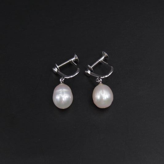 No Brand Vintage Freshwater Pearl Silver Clip-on Earrings