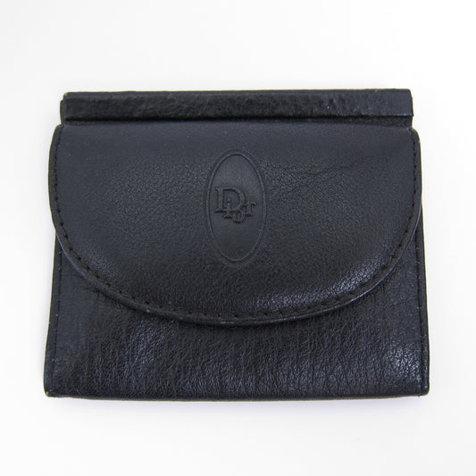 Christian Dior Vintage Dior Logo Black Leather Coin Case