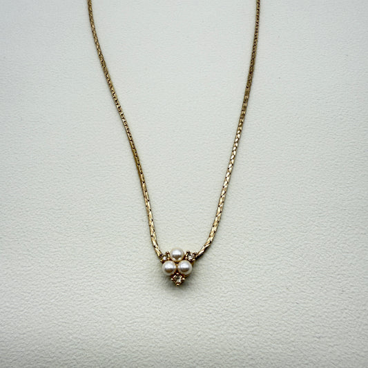 Christian Dior Vintage Pearl and Rhinestone Golden Necklace
