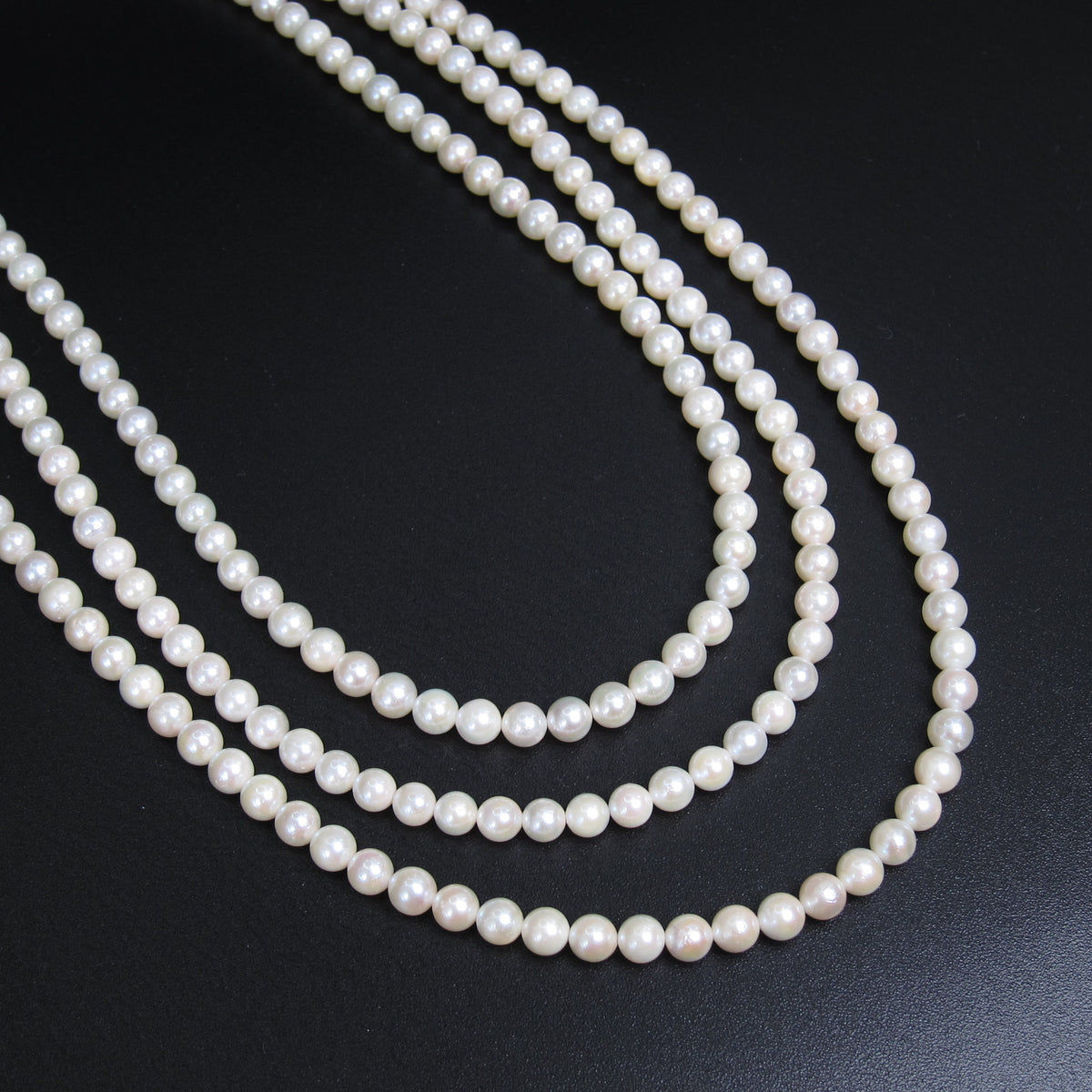 No Brand Vintage Akoya Pearl with Silver Flower Buckle Long Necklace