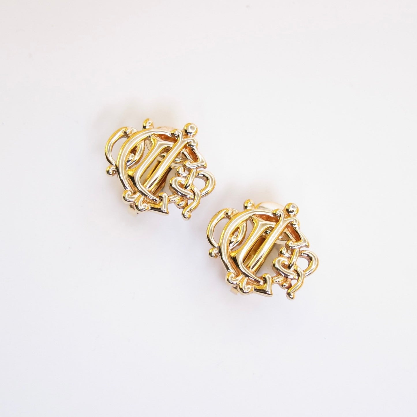 Christian Dior Vintage Dior Logo Golden Clip-on Earrings