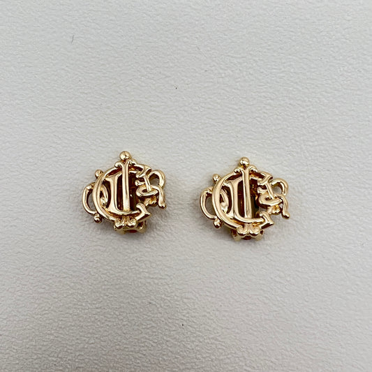Christian Dior Vintage Dior Logo Golden Clip-on Earrings