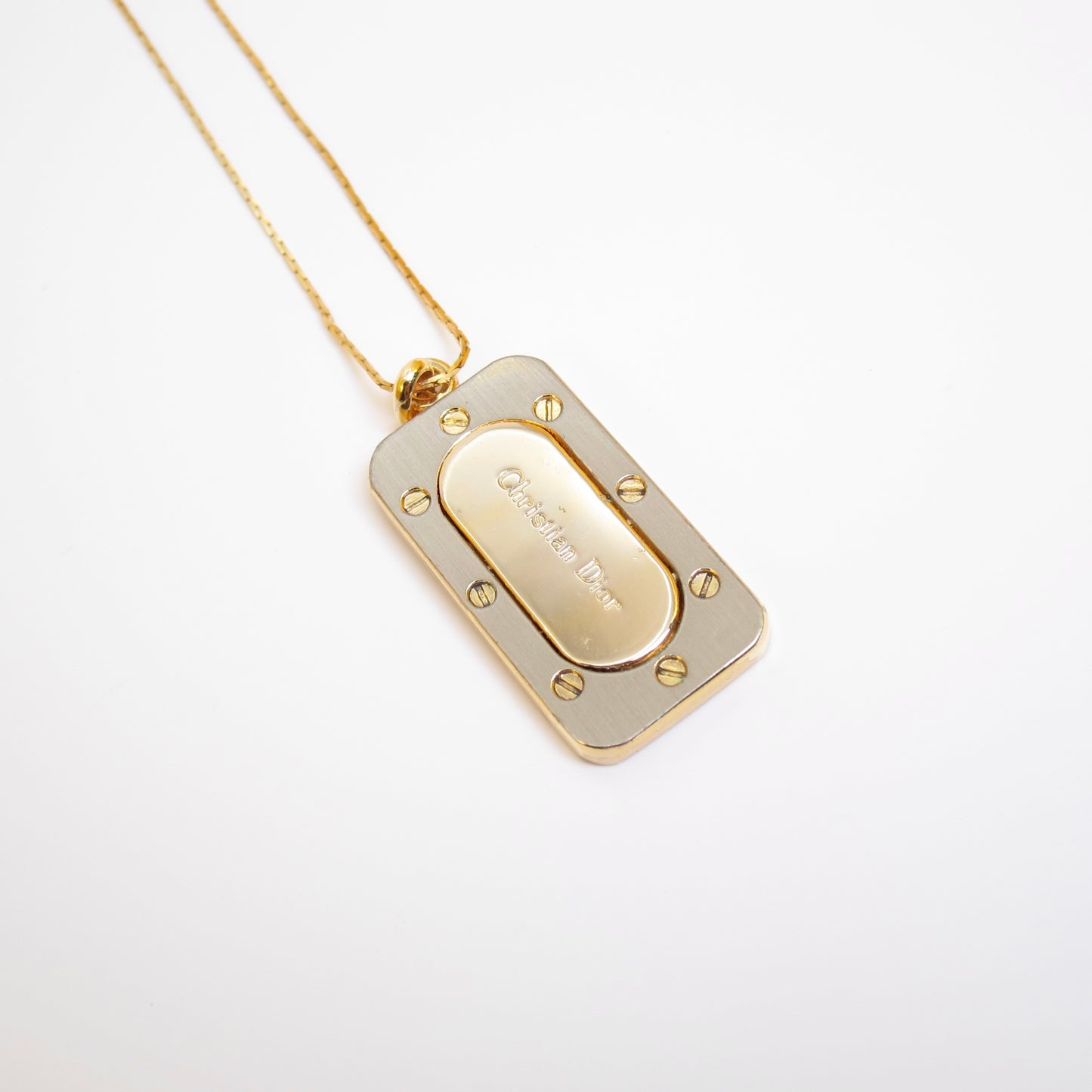 Christian Dior Vintage Christain Dior Logo on Silver and Golden Pendant Necklace