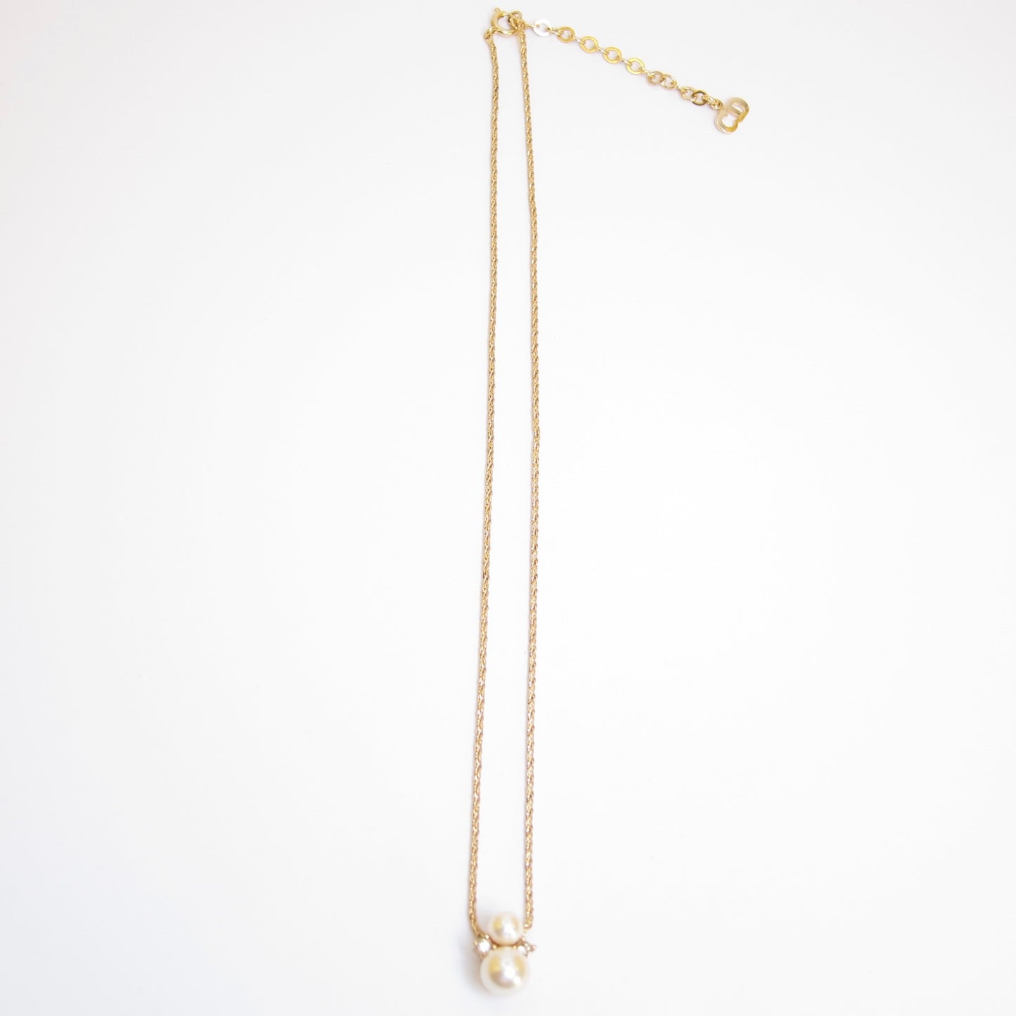 Christian Dior Vintage Pearl and Rhinestone Golden Necklace