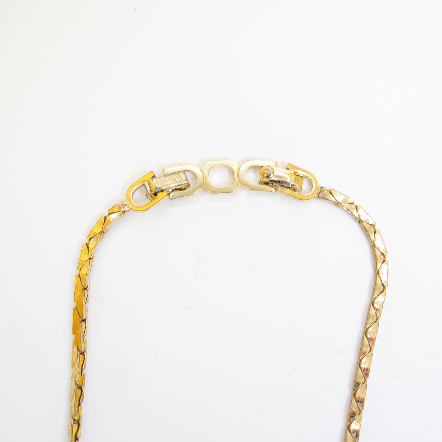 Christian Dior Vintage Ribbon Motif Black and Rhinestone Golden Necklace