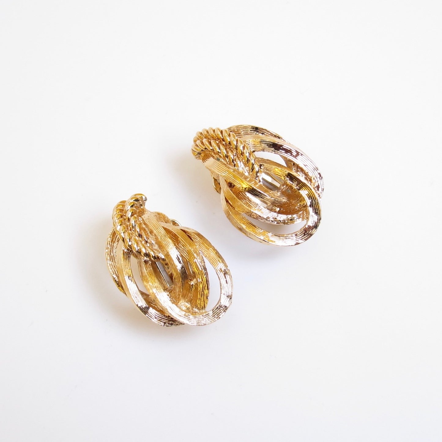Christian Dior Vintage Rope Knot Golden Clip-on Earrings