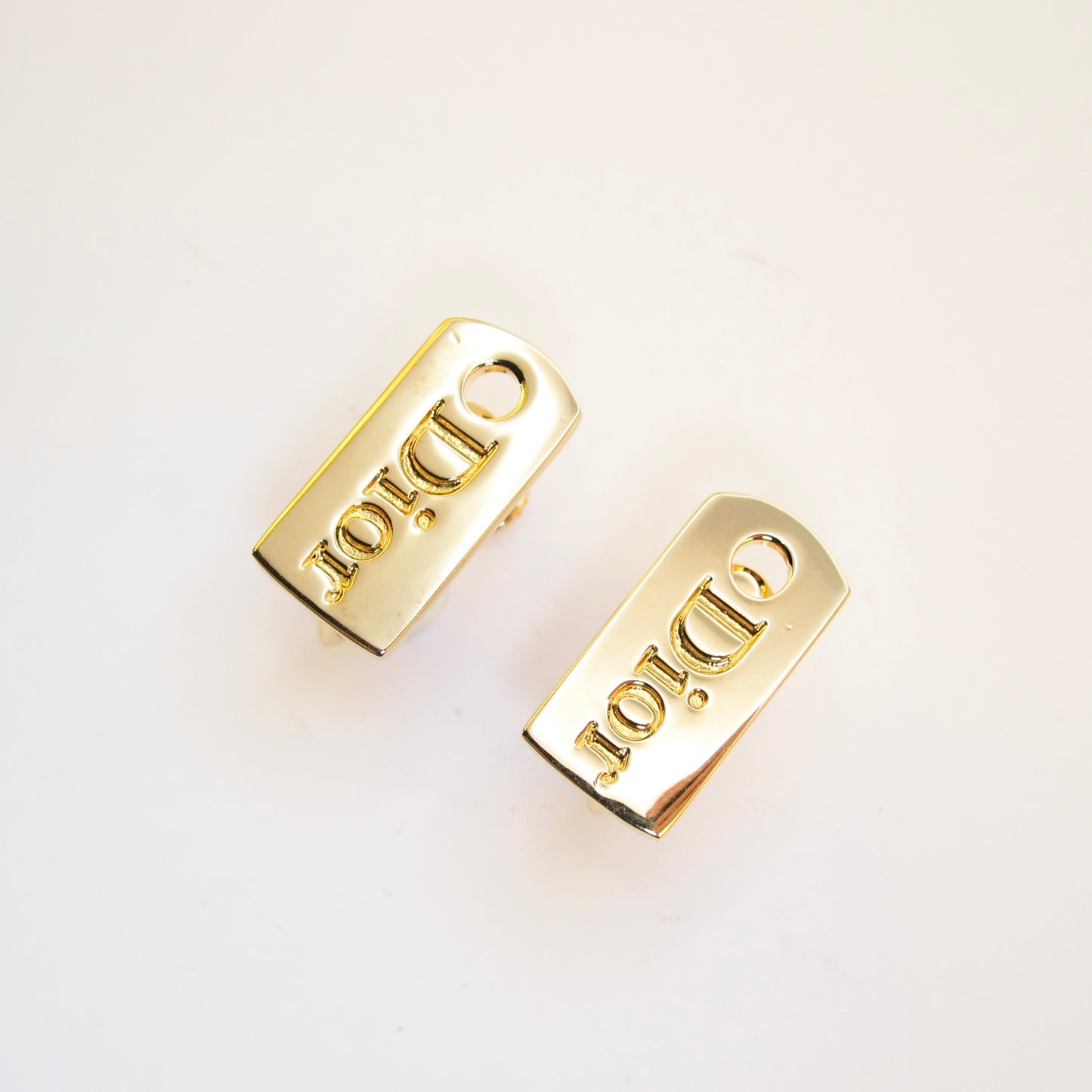 Christian Dior Vintage Dior Logo Golden Clip-on Earrings
