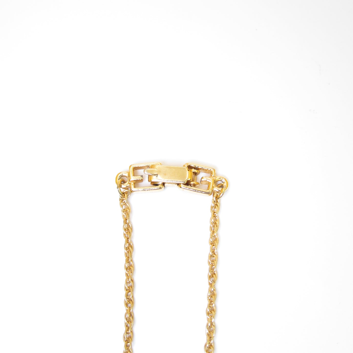 Givenchy Vintage G Logo in Rhombus with Rhinestone Golden Necklace