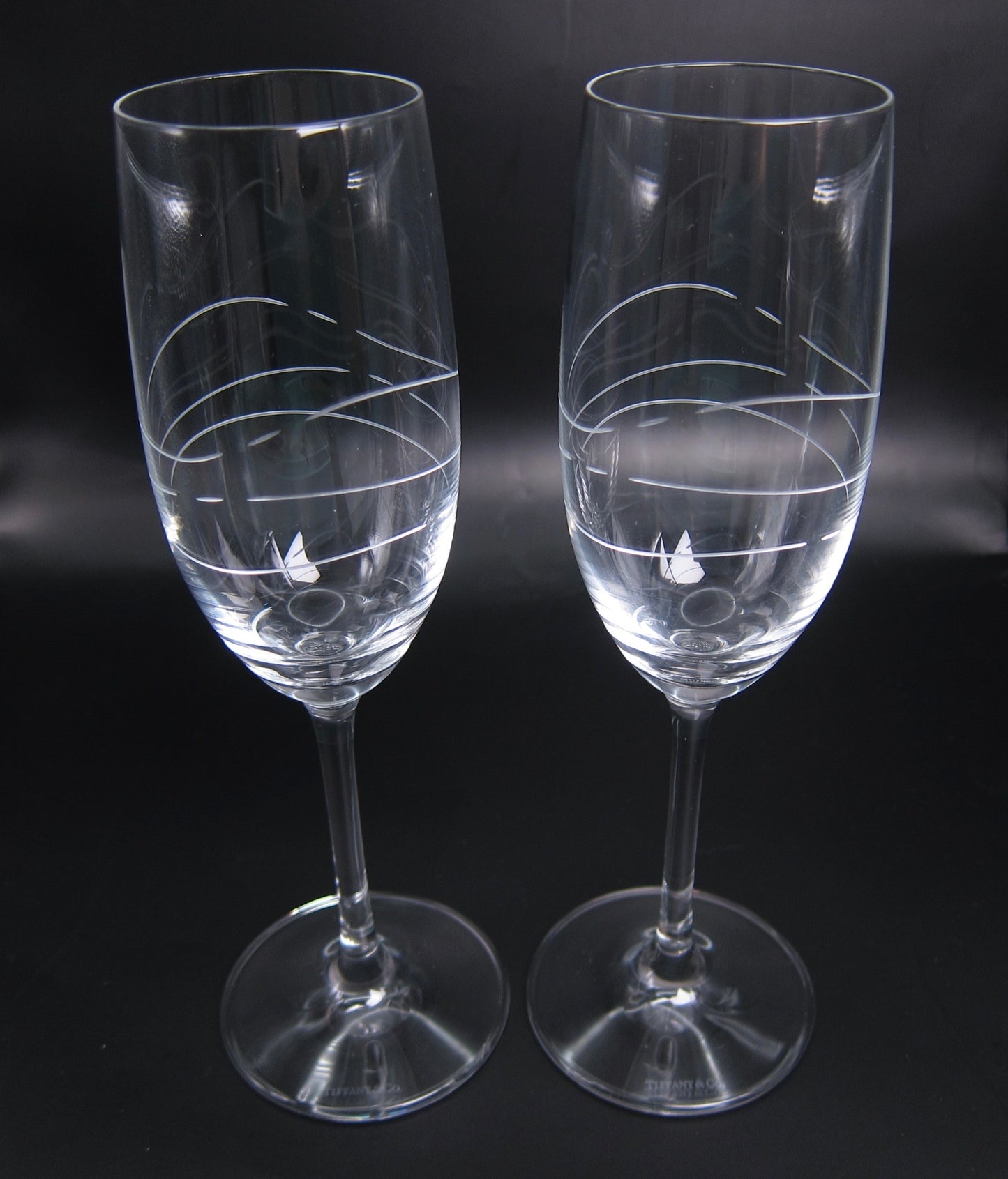 Tiffany Vintage Cadenza Crystal Champagne Flutes Set of 2