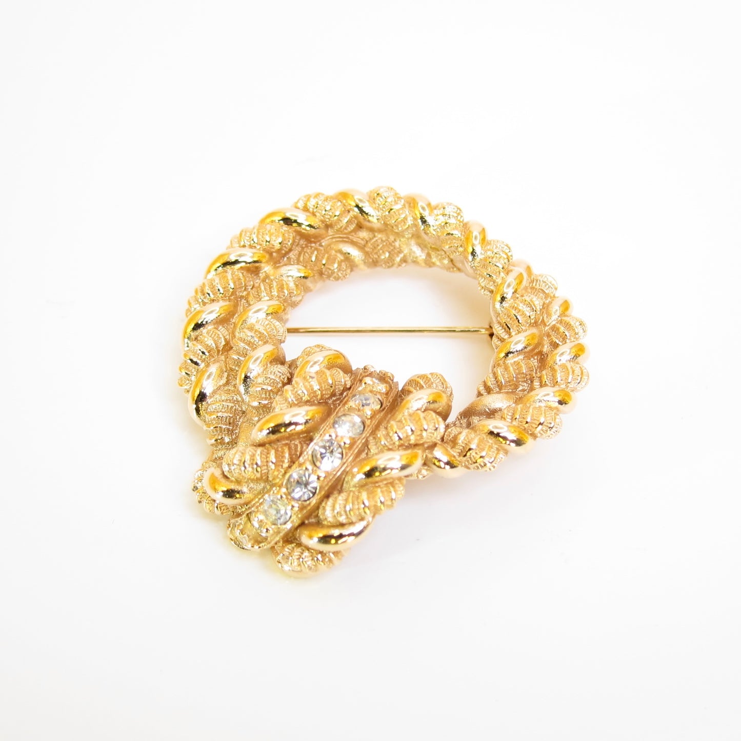 Christian Dior Vintage Stylish Rhinestone Golden Brooch