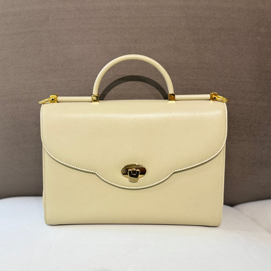 Bally Golden Buckle 2-Way Beige Top Handle Handbag