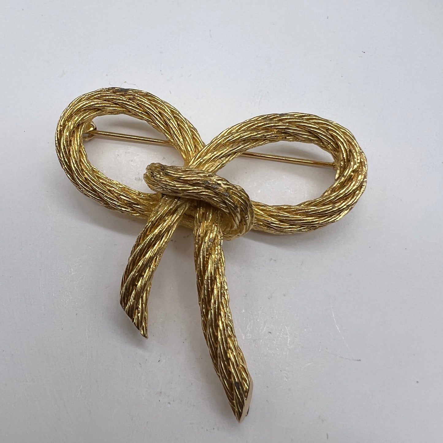 Christian Dior Vintage Twist Bow Golden Brooch