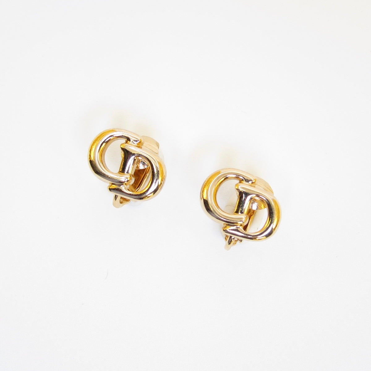 Christian Dior 中古交疊 CD 字母金色耳夾