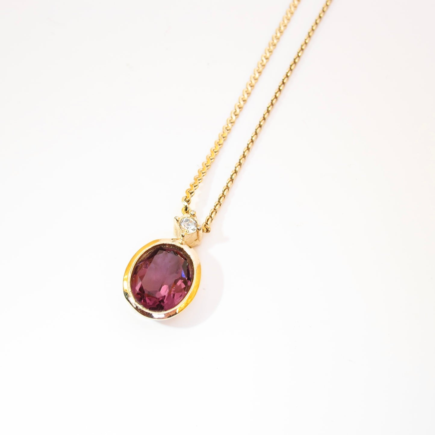 Christian Dior Vintage Plum Color Stone Golden Necklace